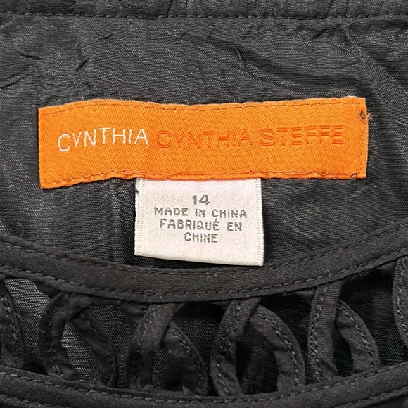 Cynthia Steffens Black 100% Cotton Dress with Beautiful Sewn Detail sz. 14 - Picture 7 of 10